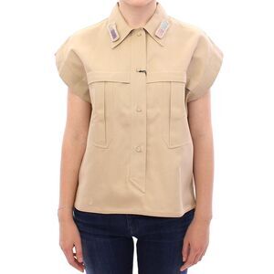 Andrea Incontri Collared Short Sleeve Shirt Women Beige Tops & T-Shirts